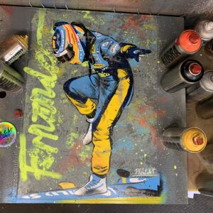 Fernando Alonso, Renault - Graffiti Painting Sports Car Racing Fine Art Originals by DRAutoArt