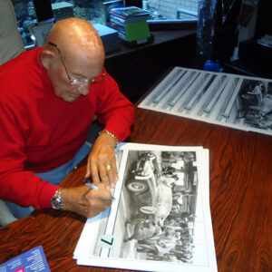 Ferrari 250GT SWB, signed Stirling Moss 'Goodwood pits' print Sports Car Racing Photography by The Signature Store