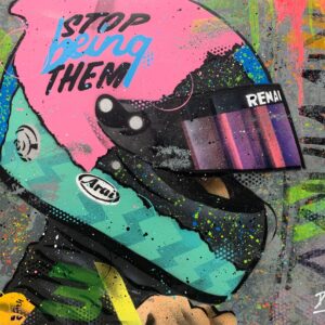 Daniel Ricciardo, Stop Being Them - Graffiti Painting from the Sports Car Racing Fine Art Originals store collection.