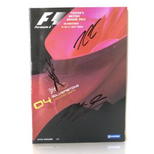 2004 British Grand Prix Race Programme Hand Signed By Michael Schumacher, Kimi Raikonnen and Jarno Trulli from the Official Motorsport Merchandise store collection.