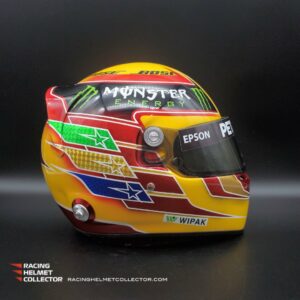 Lewis Hamilton Signed Helmet Race Issued Visor 2017 Mercedes Yellow Autographed Display Tribute Full Scale 1:1 F1 Helmets by Racing Helmet Collector