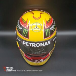 Lewis Hamilton Signed Helmet Race Issued Visor 2017 Mercedes Yellow Autographed Display Tribute Full Scale 1:1 F1 Helmets by Racing Helmet Collector