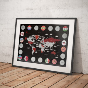 F1 Map Of The World - 2024 Calendar now available, Scratch Off Formula 1 Circuits, Gift for him, Birthday, Christmas, Formula One  by MapsAndSeas